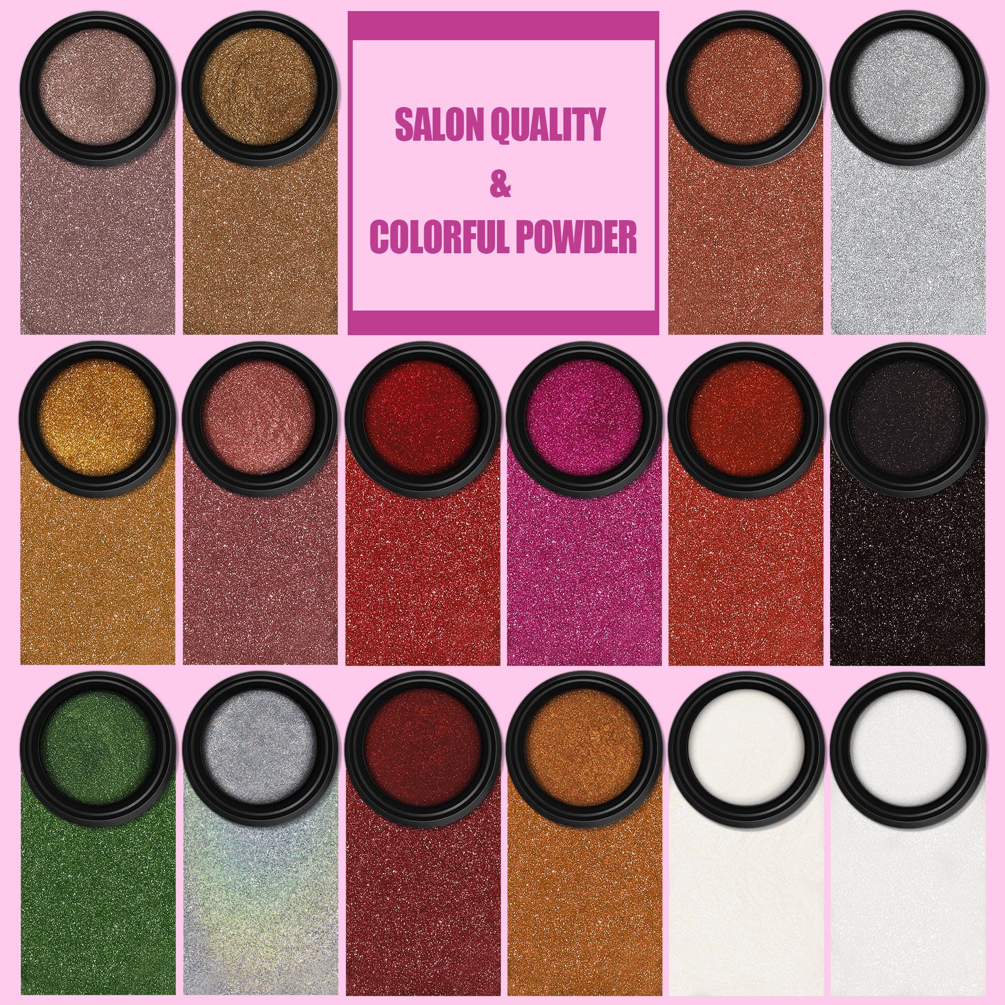 Artdone silver mirror chrome powder jar highlights vivid chrome effects on dark bases