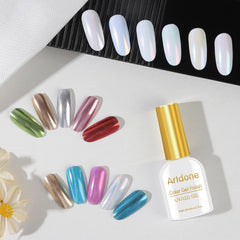 Artdone Silver Mirror chrome powder provides a sleek reflective nail effect