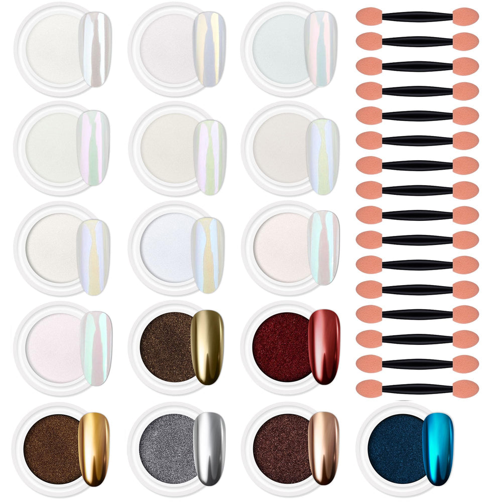 Artdone chrome powder white pearl jar with reflective finish for chic nails
