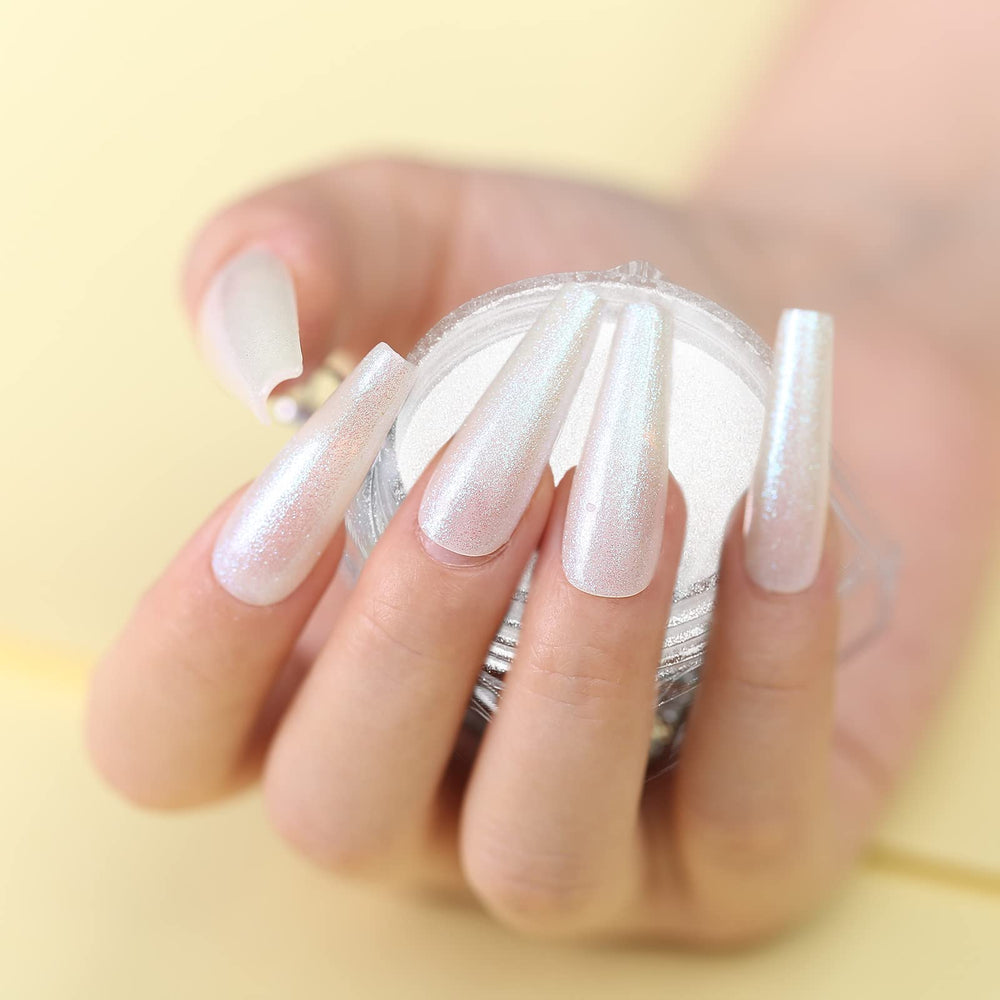 Artdone chrome powder close-up shows iridescent sheen ideal for gel nail art.