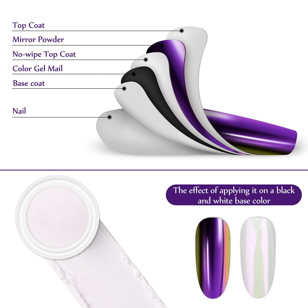 Artdone Mirror chrome powder delivering mirror-like shine on glossy topcoat