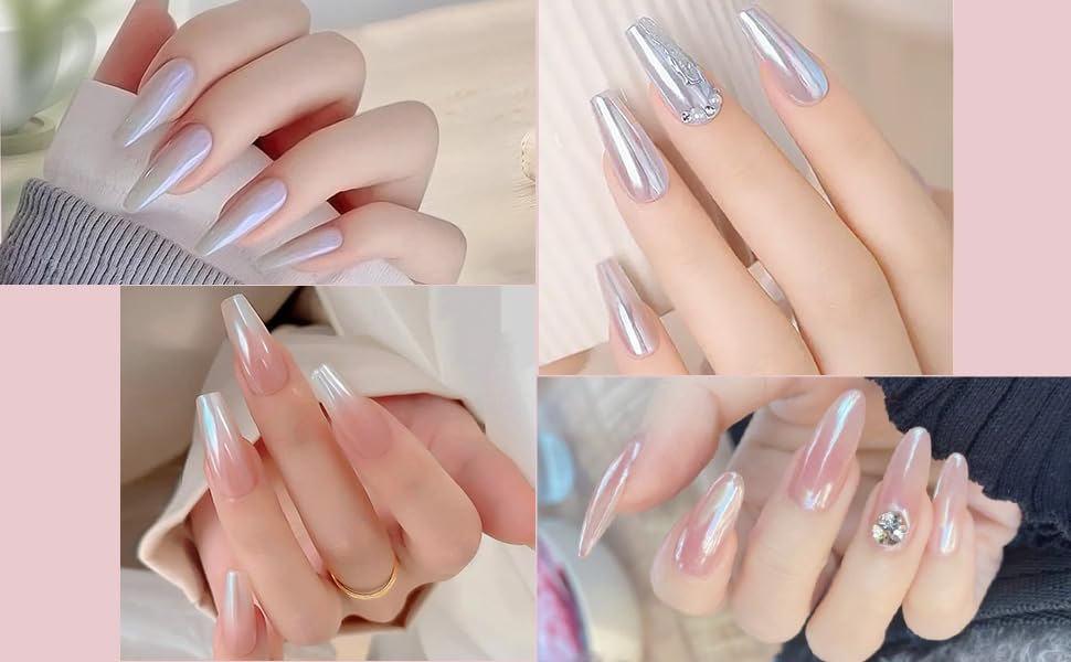 Artdone White Pearl Chrome powder texture close-up