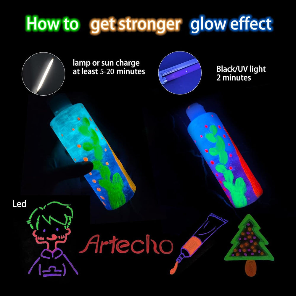 Artecho glow paint on canvas shows a luminous, eye-catching finish