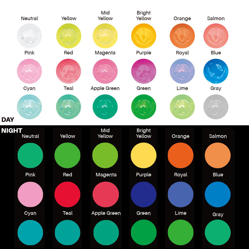Artecho neon glow paint set open packaging for easy color selection