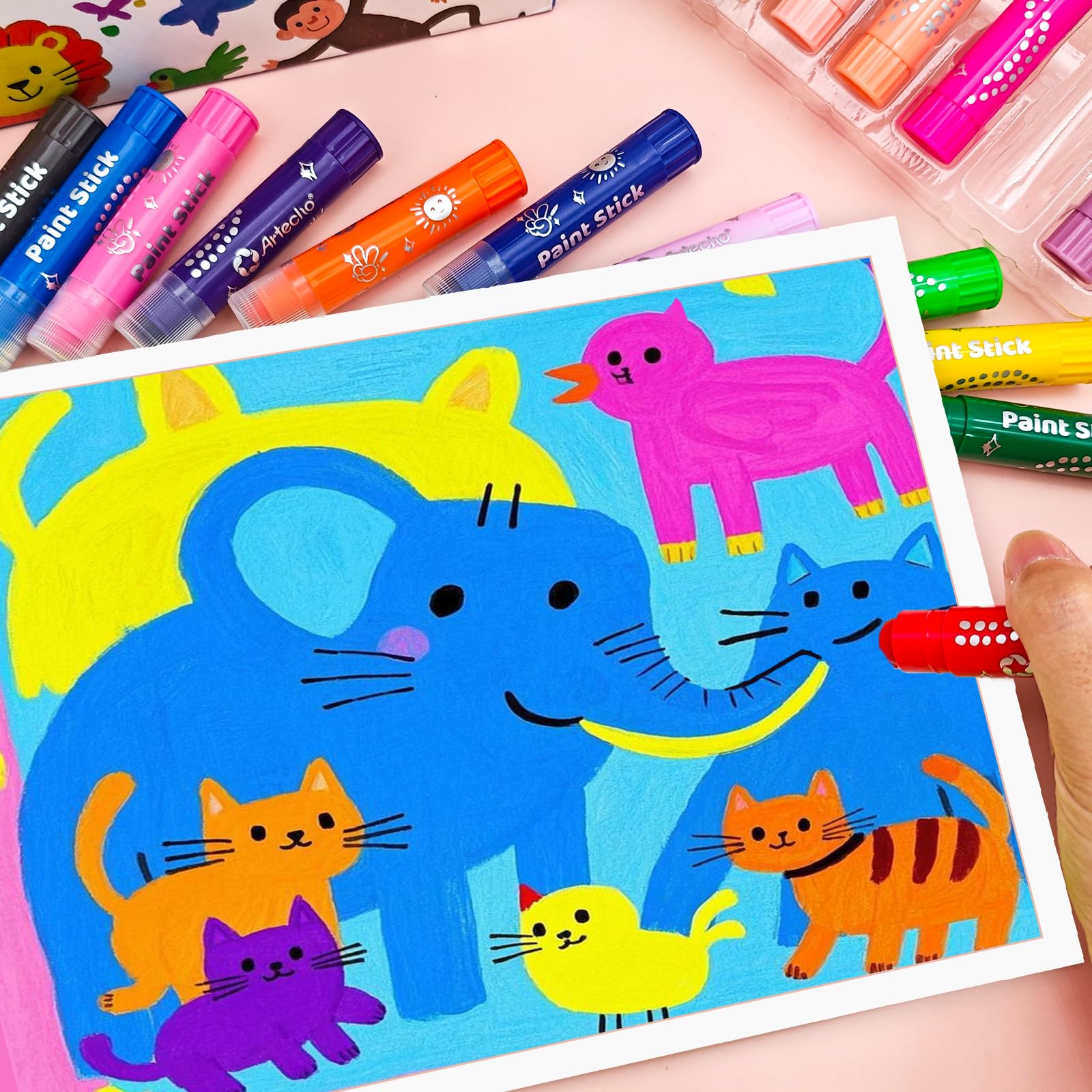 Artecho Tempera Paint Sticks portable case enables art on the go.