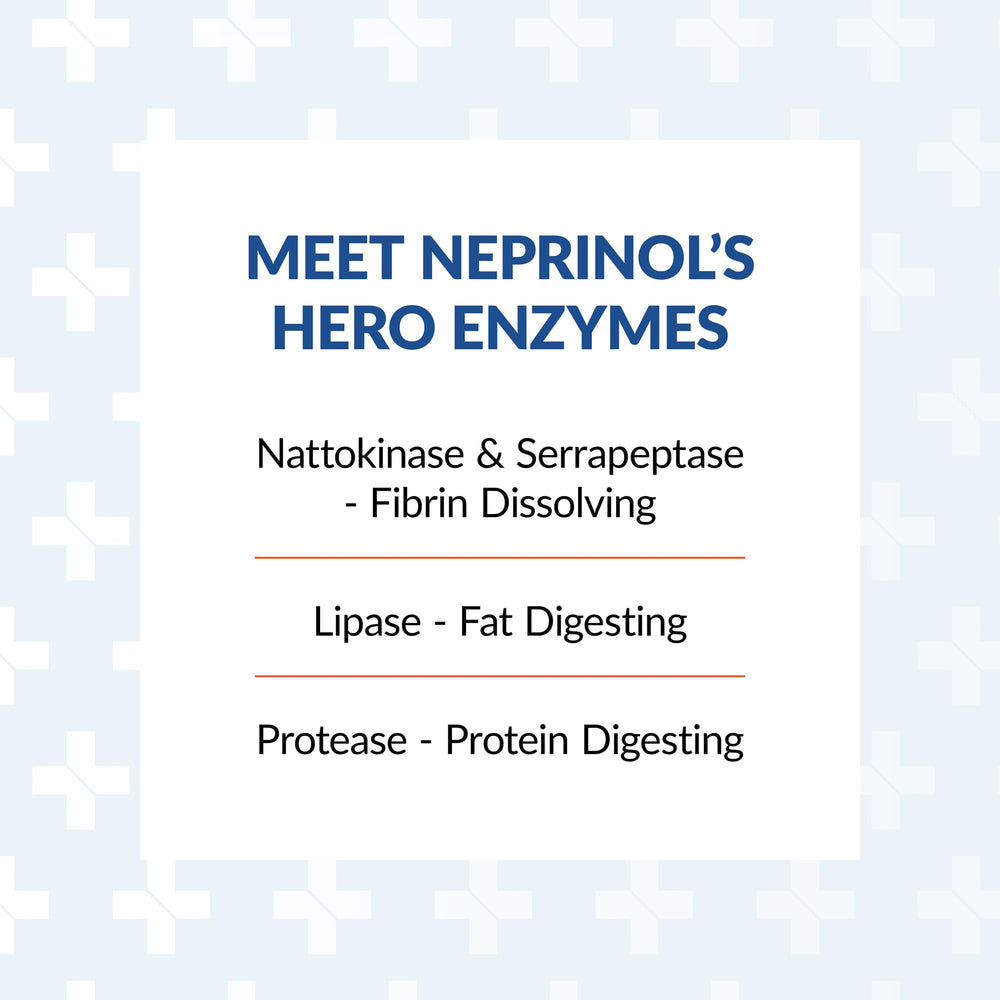 Arthur Andrew Medical Neprinol AFD ingredients panel highlights serrapeptase and nattokinase for enzyme support