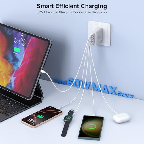 Articona 60W PD USB-C port powers iPhone and iPad quickly.