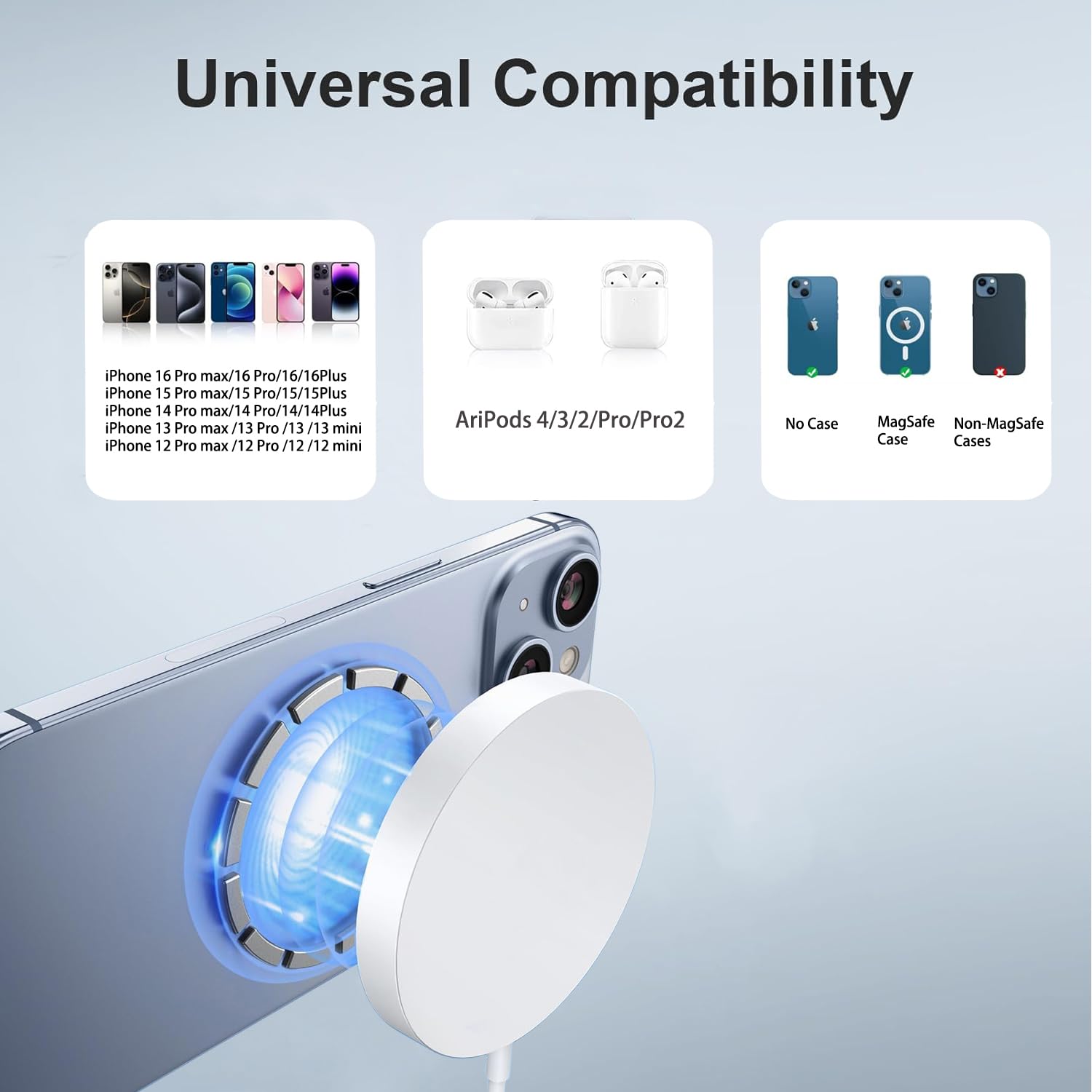 Articona Magnetic Charger with iPhone 16 Pro Max in vertical setup