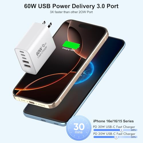 Articona triple USB-C dual USB-A ports enable simultaneous device charging.
