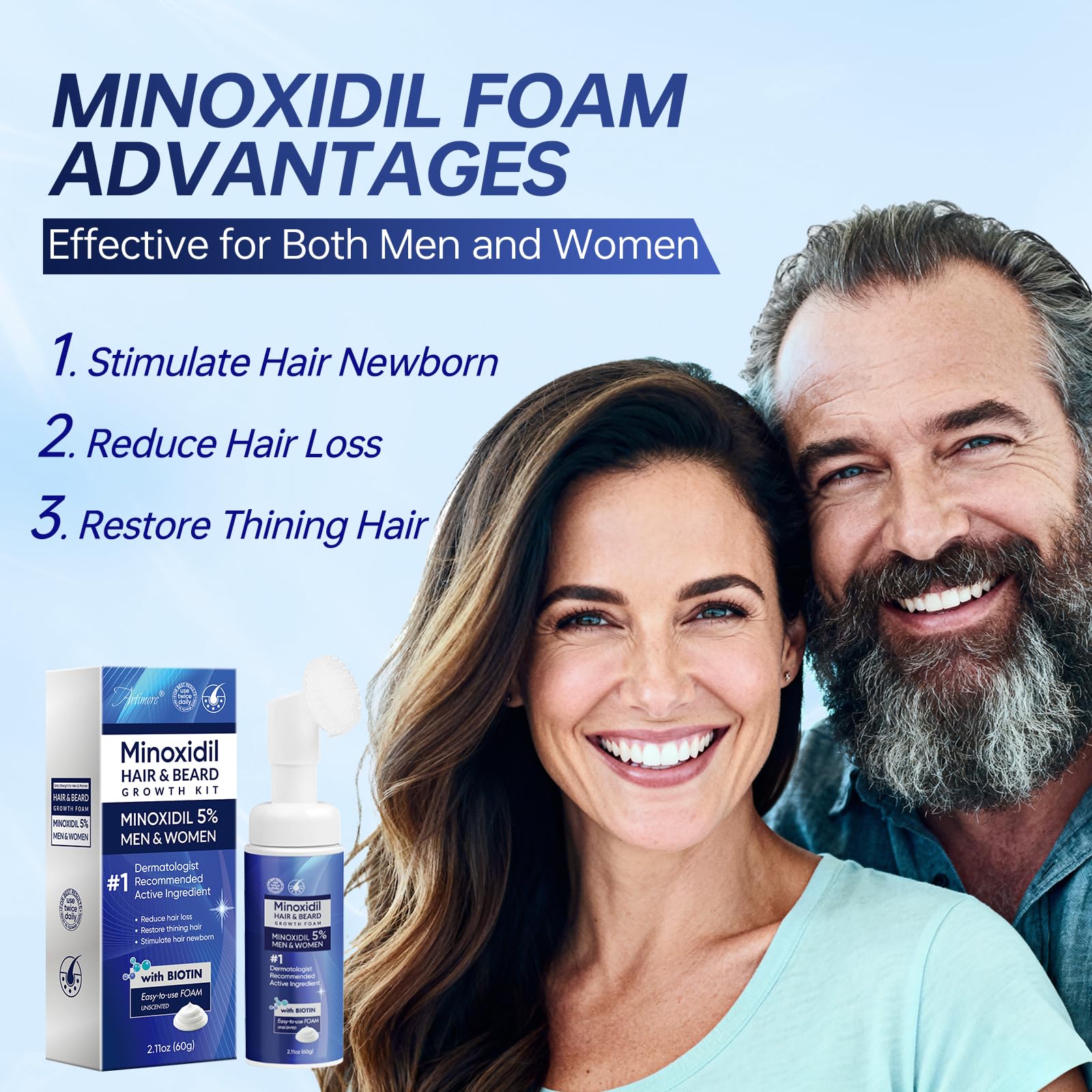 Artimore Minoxidil Foam applied to beard area