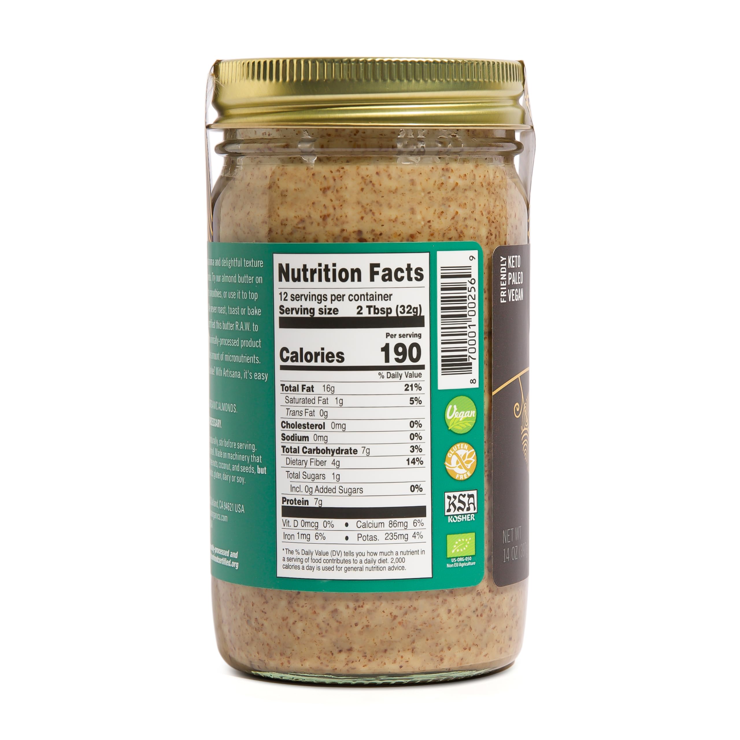 Artisana Almond Butter cream close-up, rich, raw texture ideal for snacking