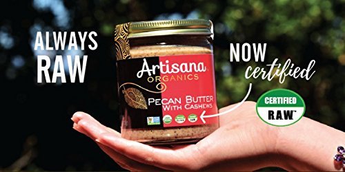 Artisana Pecan Butter being poured, suggesting quick, simple snacking.