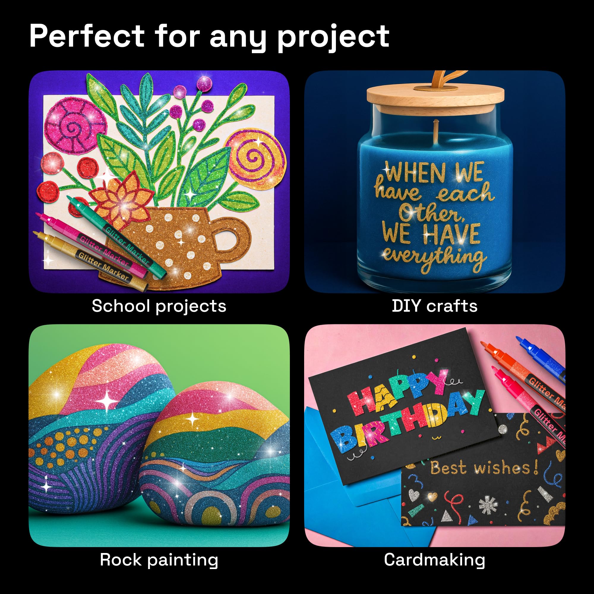 Artistro glitter pens on ceramic art for opaque glitter ink