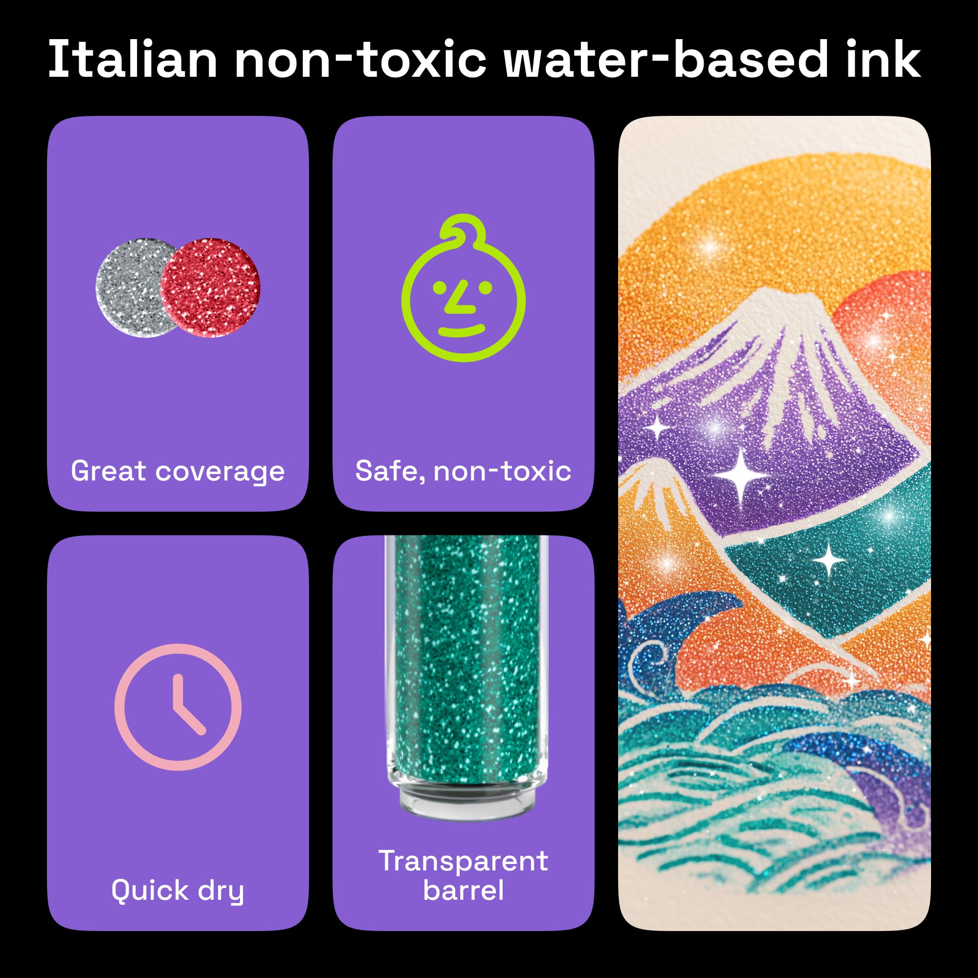 Artistro glitter pens adding fabric decoration with sparkling detail