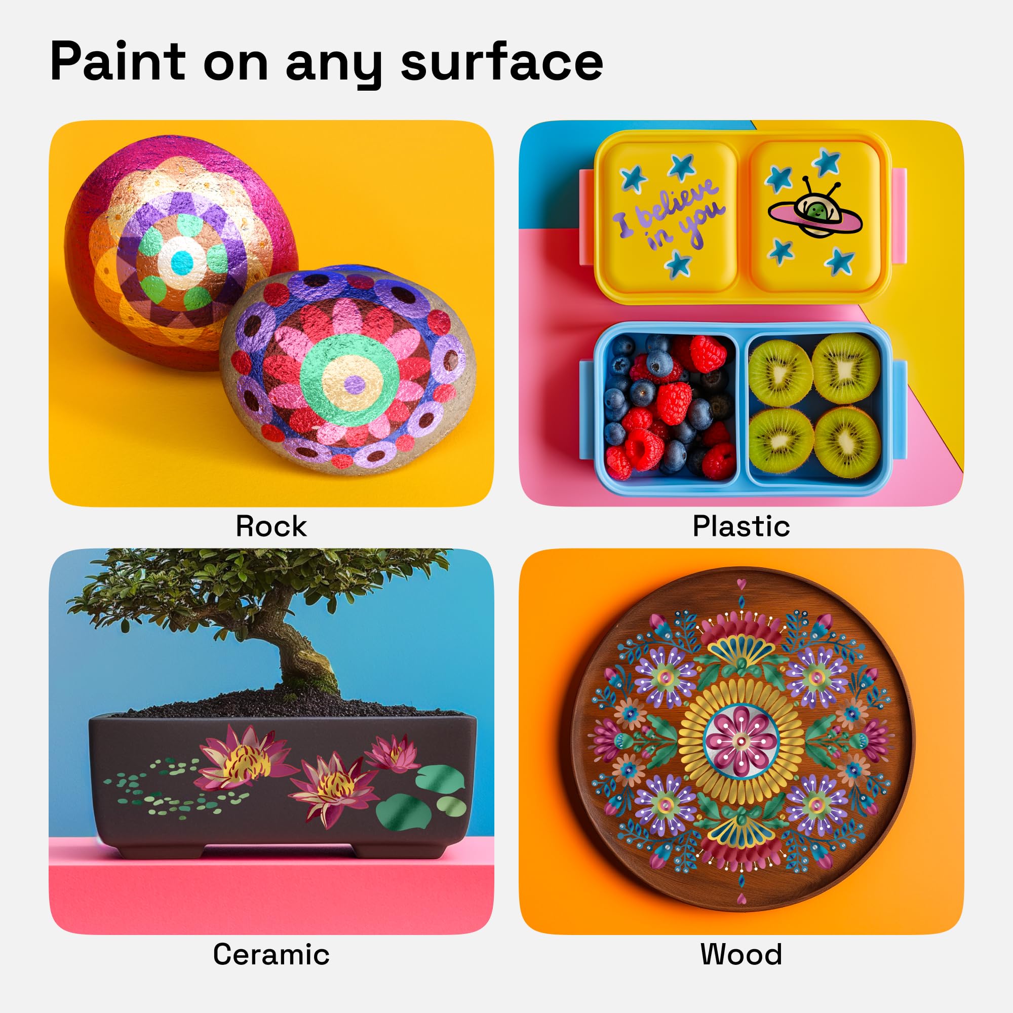 ARTISTRO 12 metallic paint pens on ceramic creating smooth bold lines