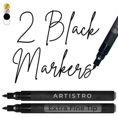 ARTISTRO 2 black acrylic markers close-up nib enables precise detailing.