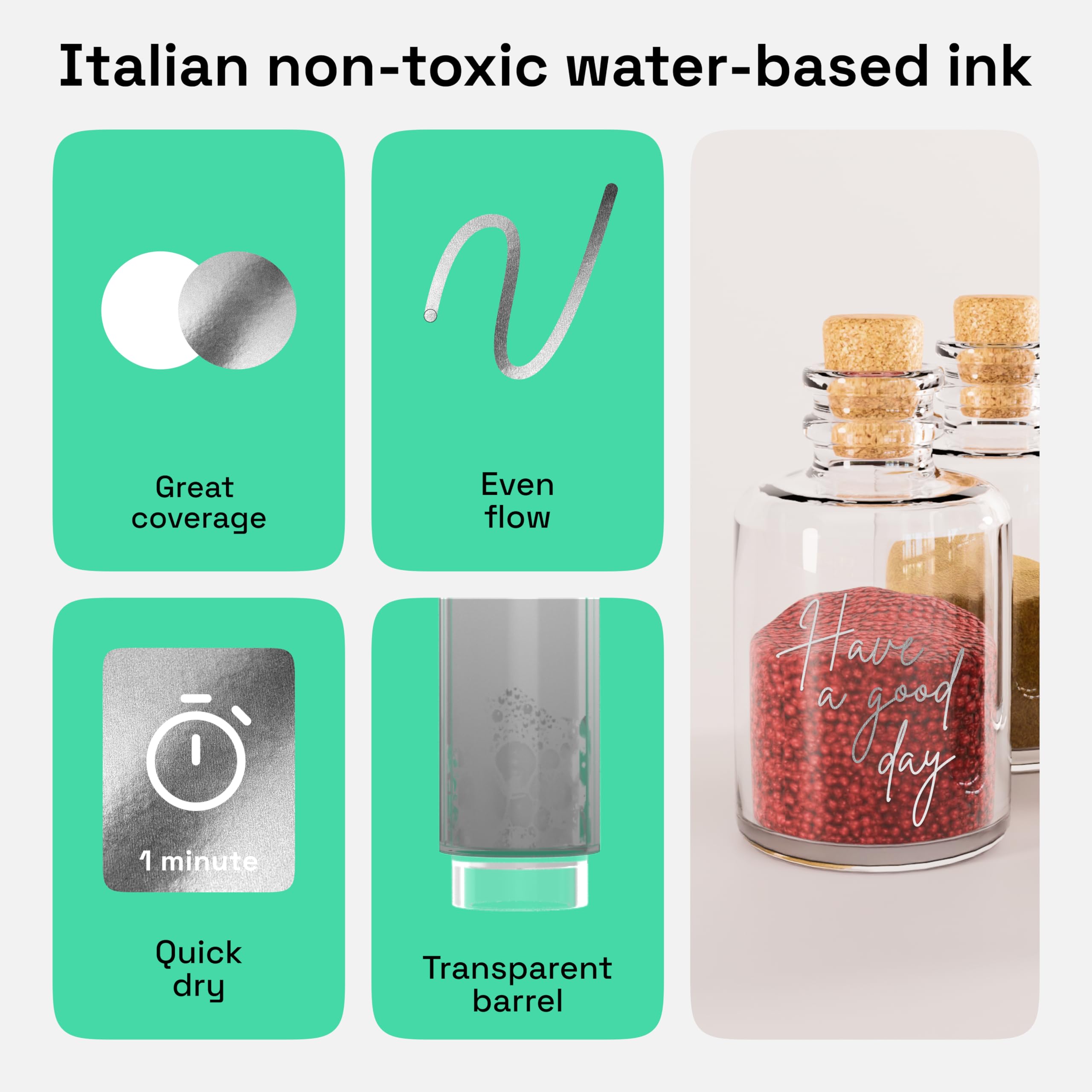 ARTISTRO 2 silver markers add crisp detail to canvases with minimal ink flooding.