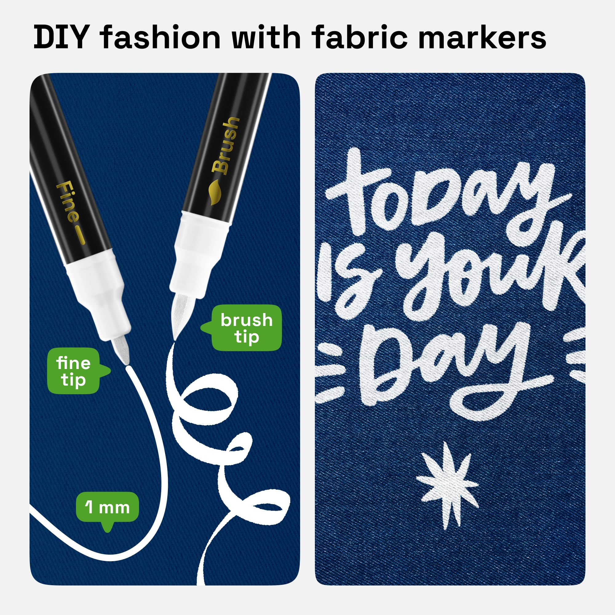 ARTISTRO 2 white dual-tip markers fine tip for detailed outlining on textiles.