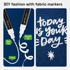 ARTISTRO 2 white dual-tip markers fine tip for detailed outlining on textiles.