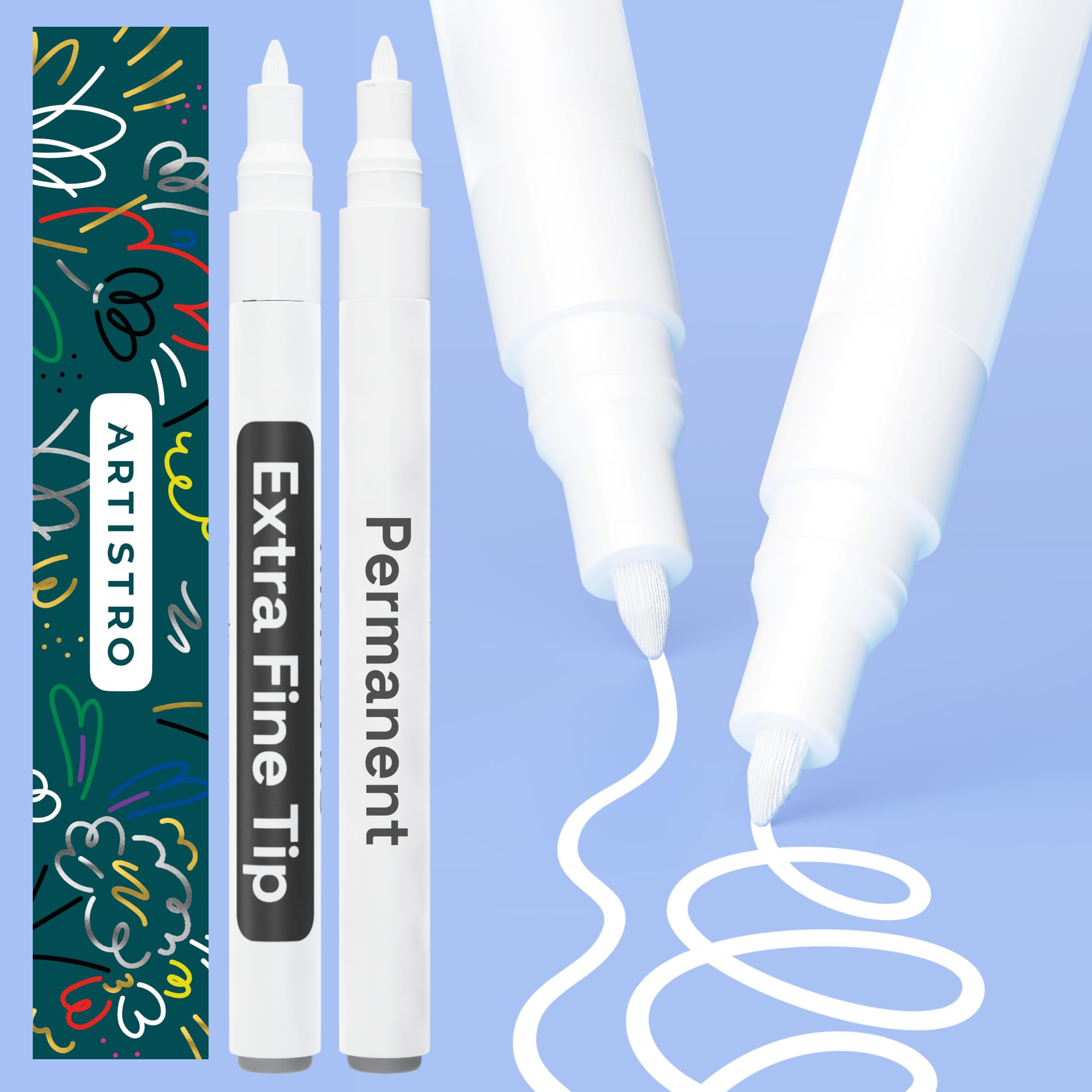 ARTISTRO 2 white permanent marker cap closeup showing precision
