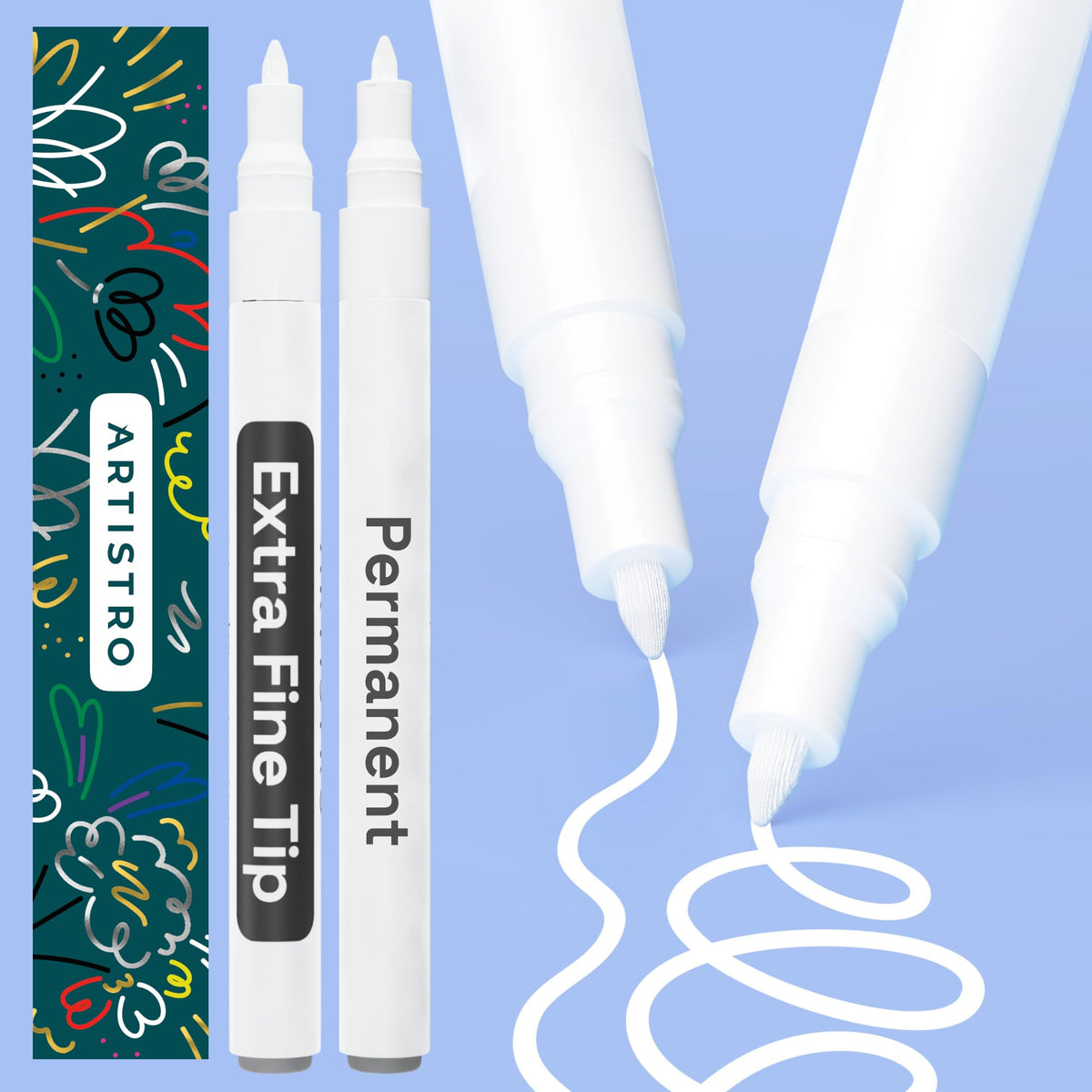 ARTISTRO 2 white permanent marker cap closeup showing precision