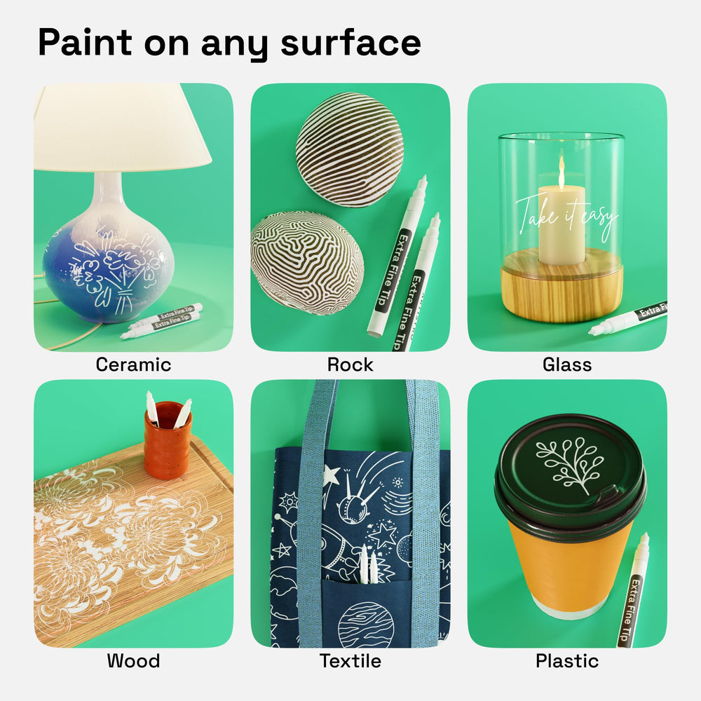 ARTISTRO 2 white marker writing on plastic showcasing durability