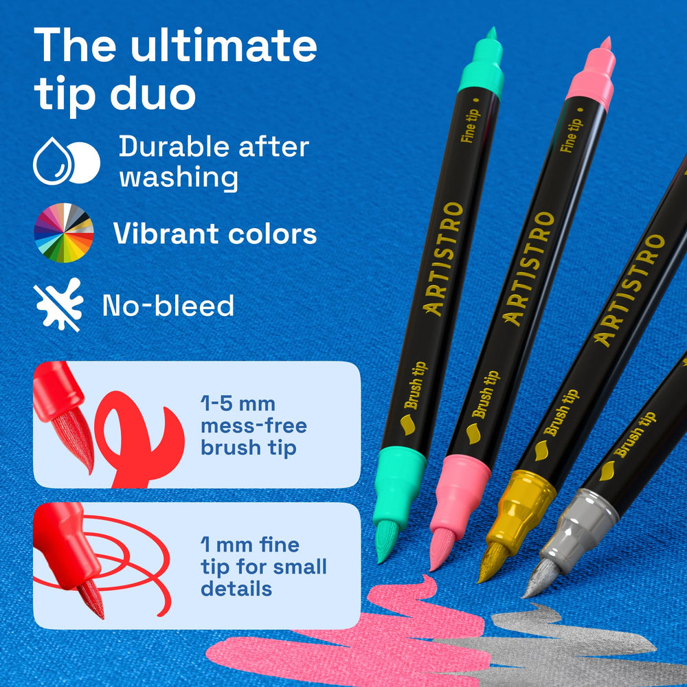 ARTISTRO 24 dual-tip markers quick-drying ink for crisp lines.