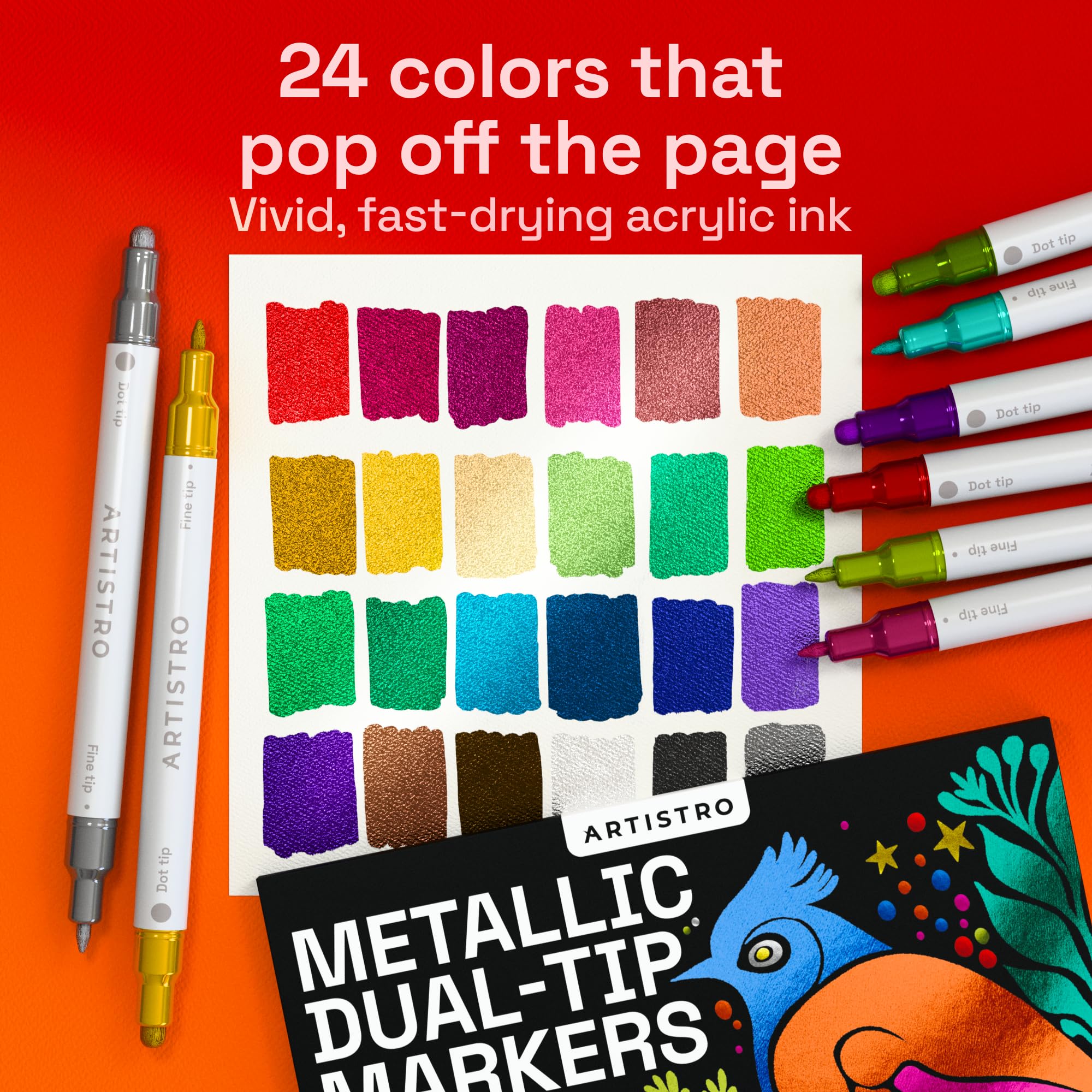 ARTISTRO 24 metallic paint marker dot-tip for bold fills and accents.