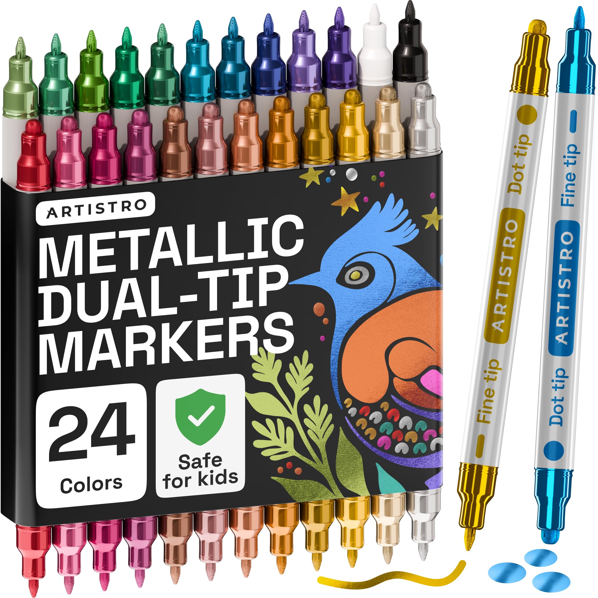 ARTISTRO 24 metallic paint marker fine-tip for precise detailing on crafts.