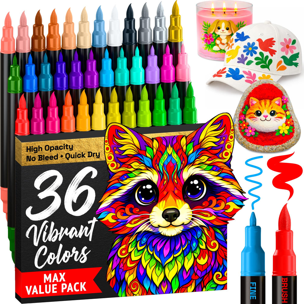 ARTISTRO 36 acrylic markers with dual tip for versatile art projects