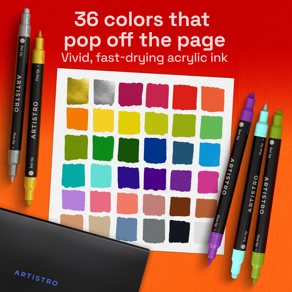 ARTISTRO 36 fine-tip 1mm for precise lines on crafts.