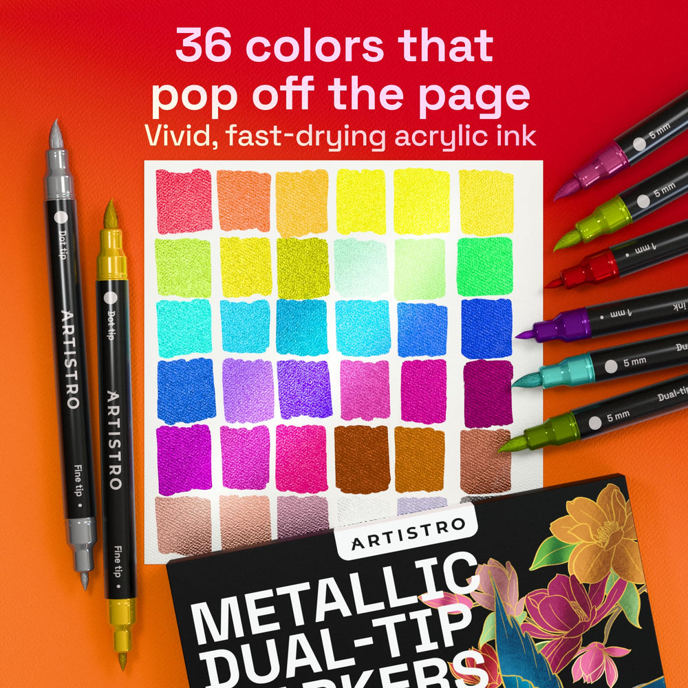 ARTISTRO 36 fine-tip markers for precise lines on glass