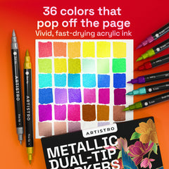 ARTISTRO 36 fine-tip markers for precise lines on glass