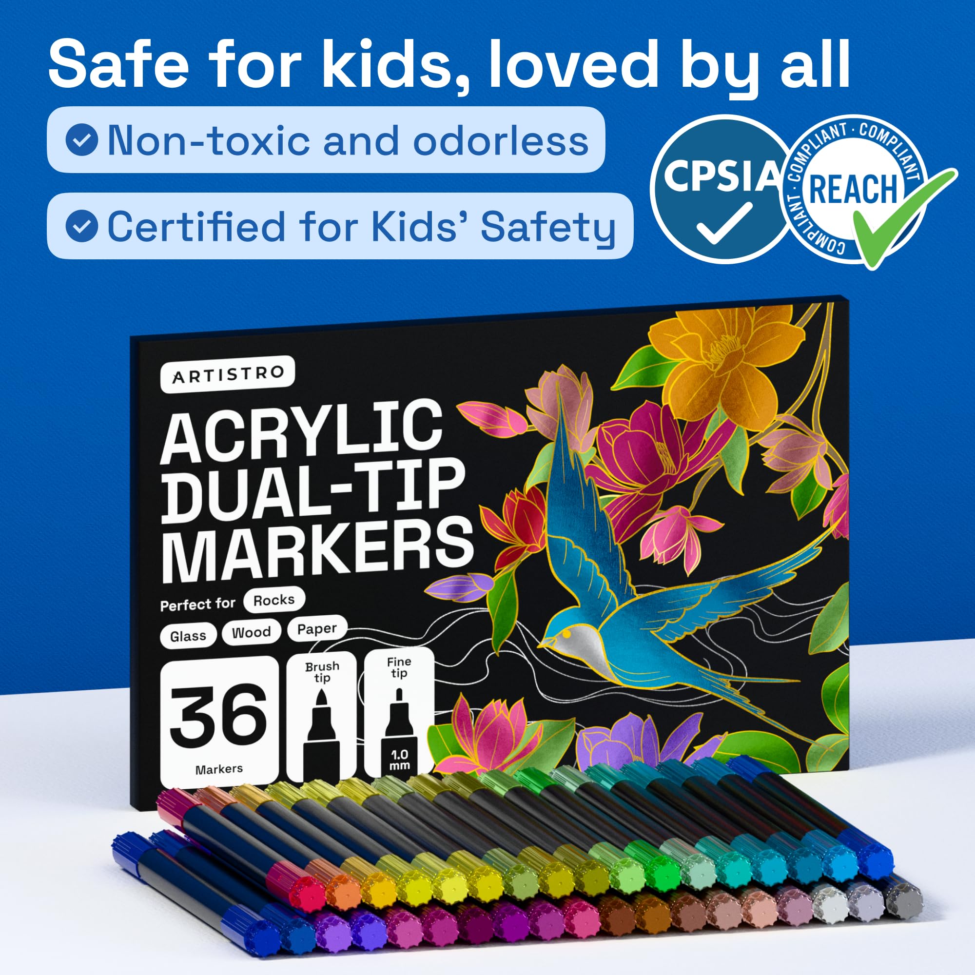 ARTISTRO 36 markers are non-toxic and ASTM D-4236 compliant