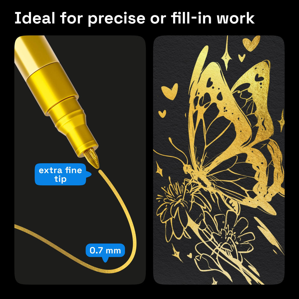 ARTISTRO 5-gold paint pen tip close-up 0.7mm for precise lines.