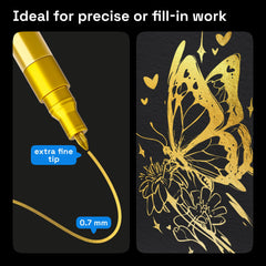 ARTISTRO 5-gold paint pen tip close-up 0.7mm for precise lines.