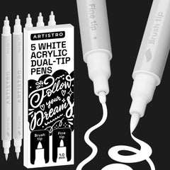 ARTISTRO 5 white acrylic marker with brush tip for bold strokes