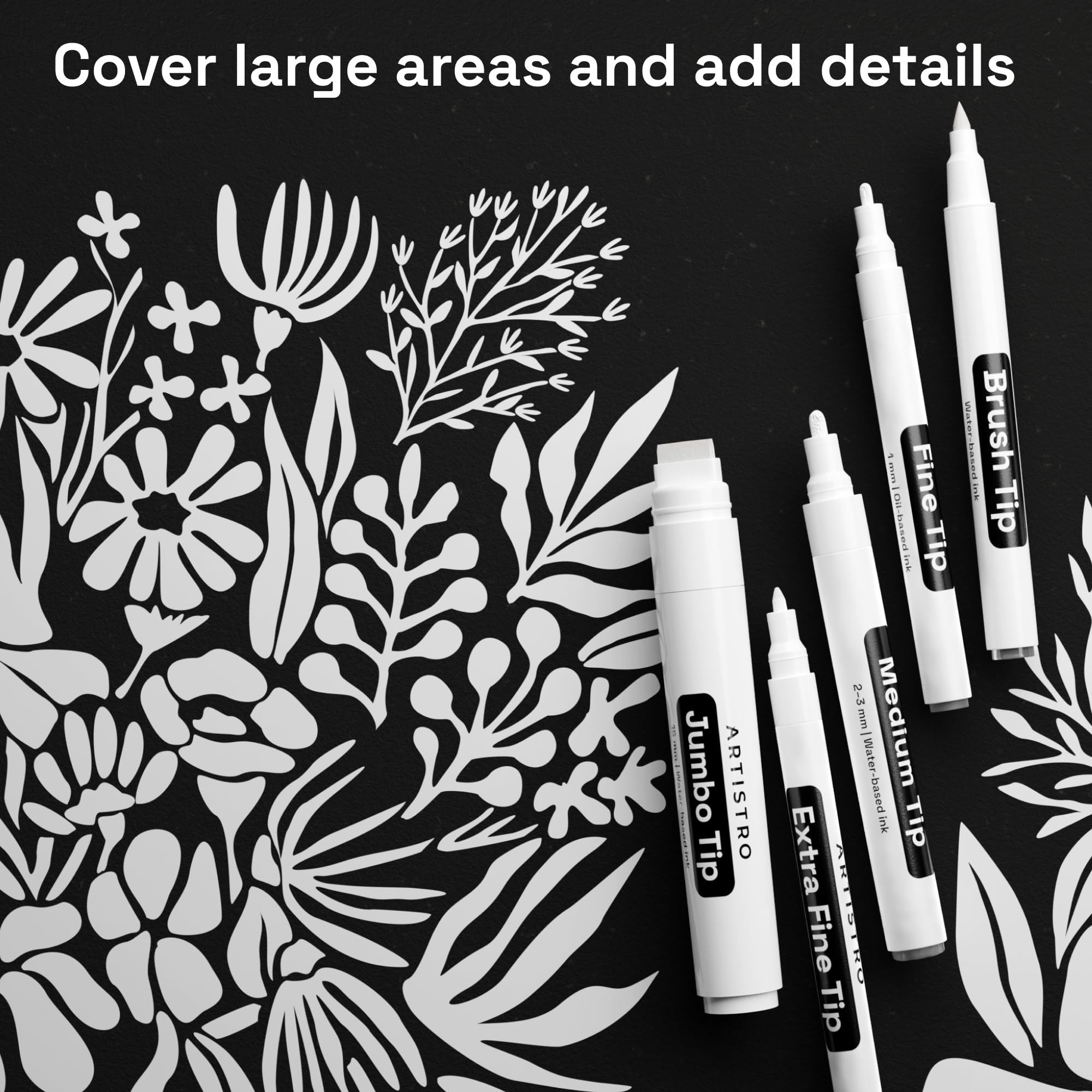 ARTISTRO 5 white paint pen on metal for durable, fade-resistant marks.