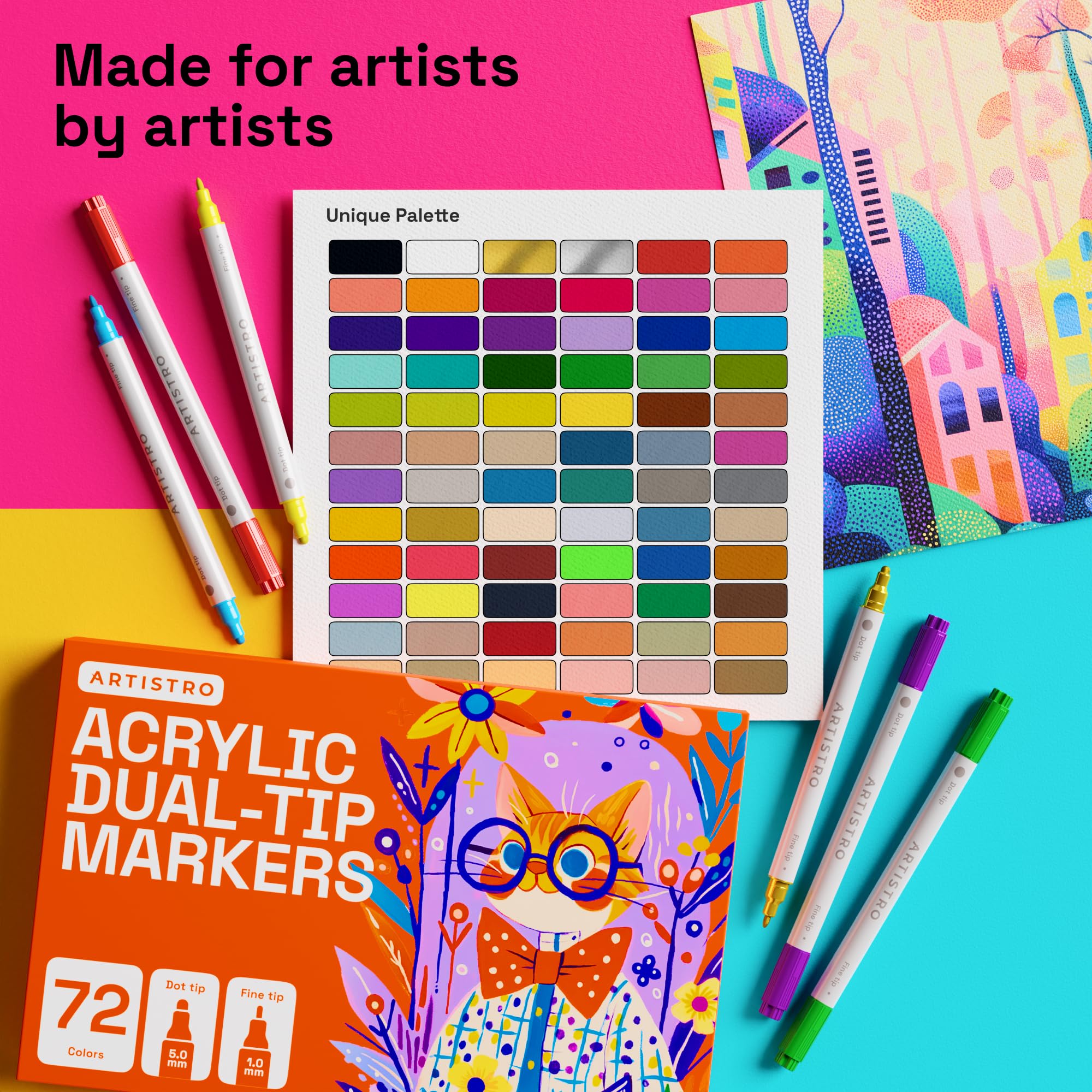 ARTISTRO 72 works on paper, fabric, wood, glass, and more for versatile crafting.