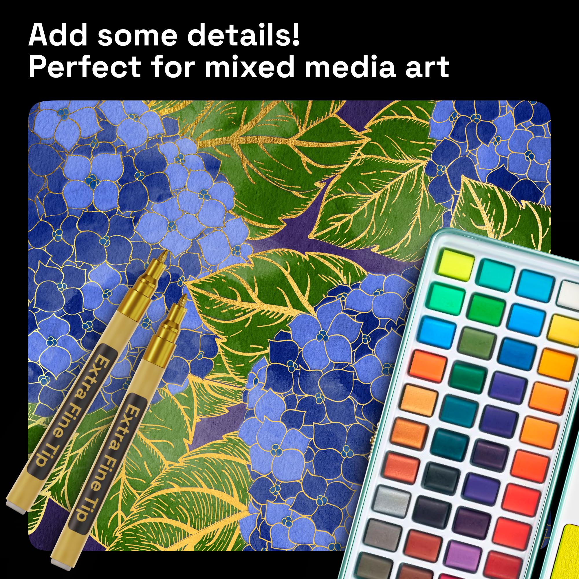 ARTISTRO gold paint marker on canvas showcasing vibrant strokes.