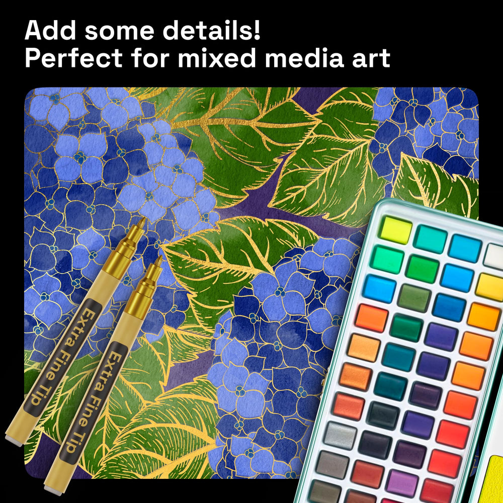 ARTISTRO gold paint marker on canvas showcasing vibrant strokes.