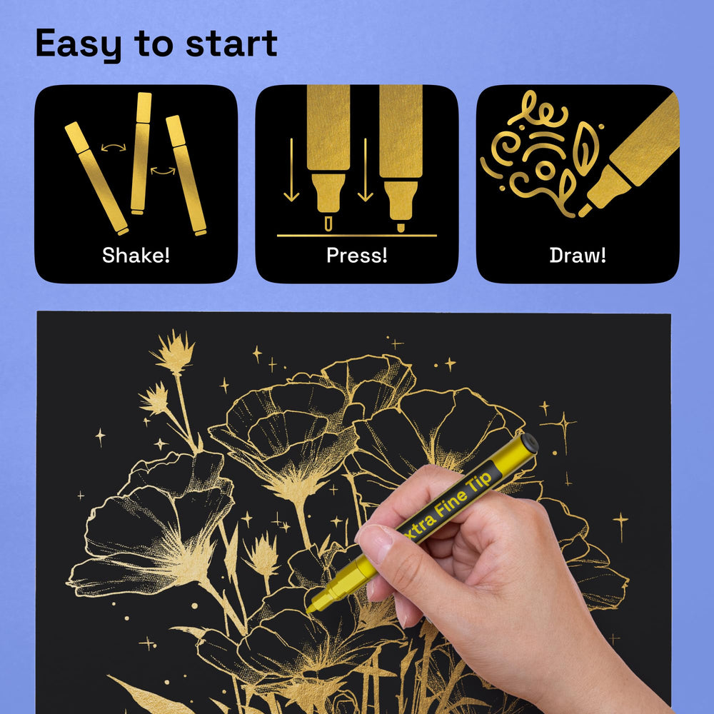 ARTISTRO gold paint marker on metal for crisp lines.