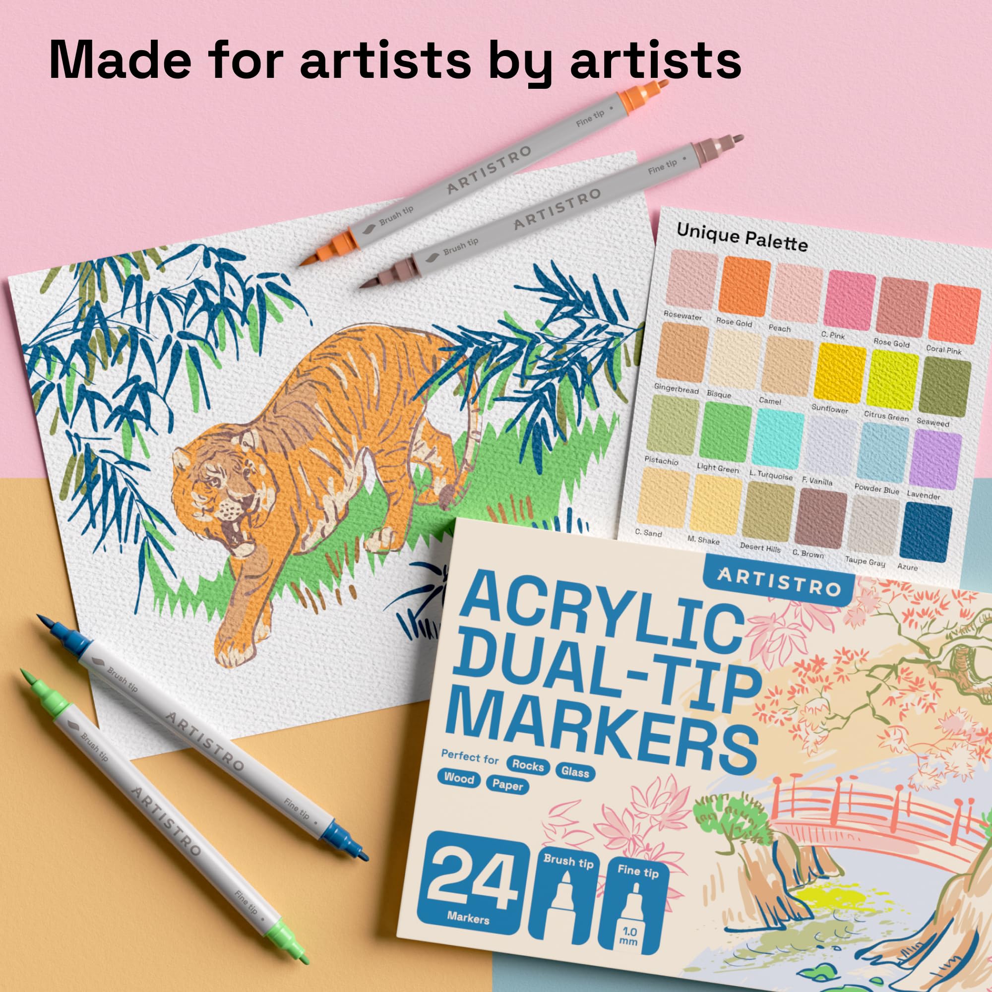 ARTISTRO multi-surface markers for rock and fabric projects