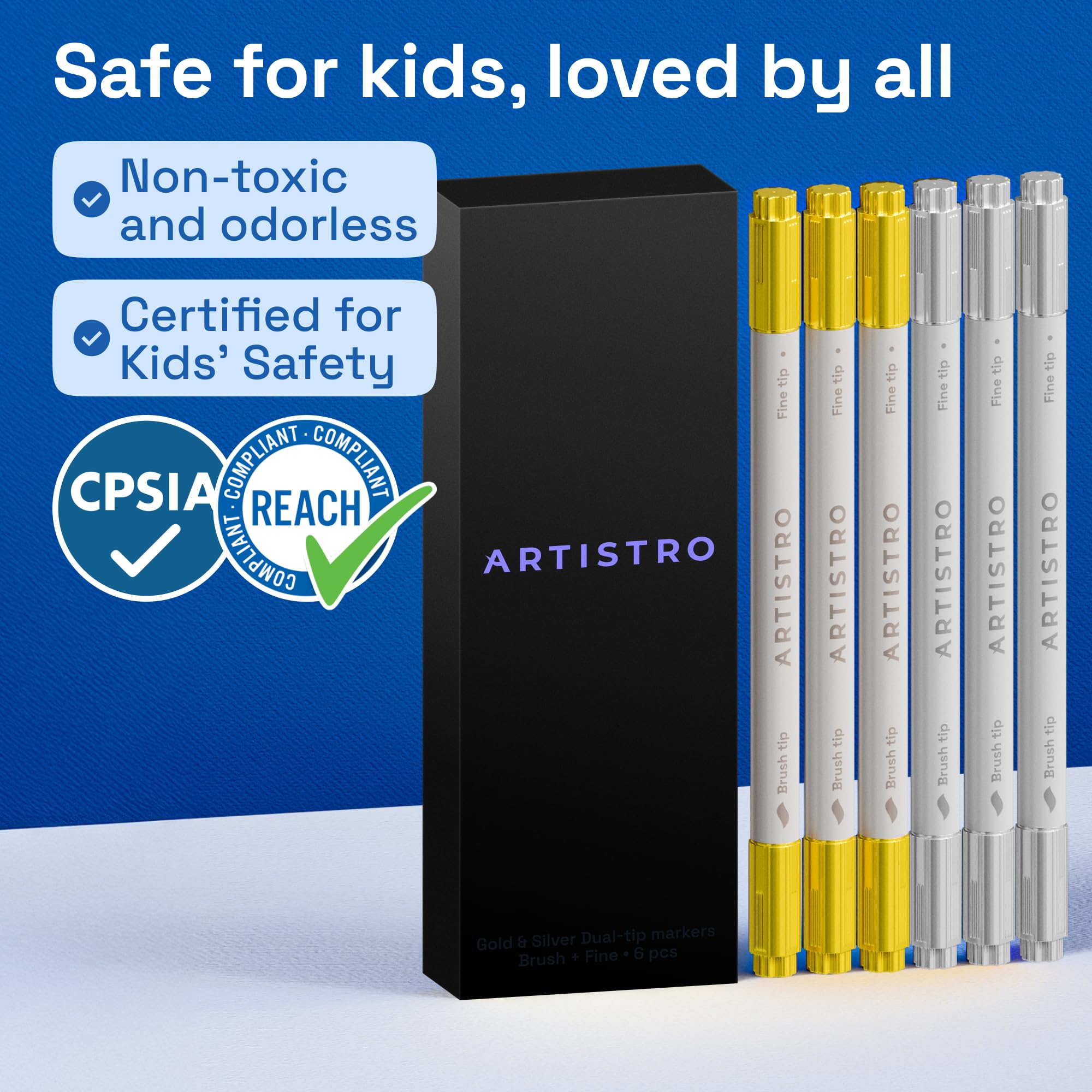 ARTISTRO non-toxic quick-drying markers for safe, durable art