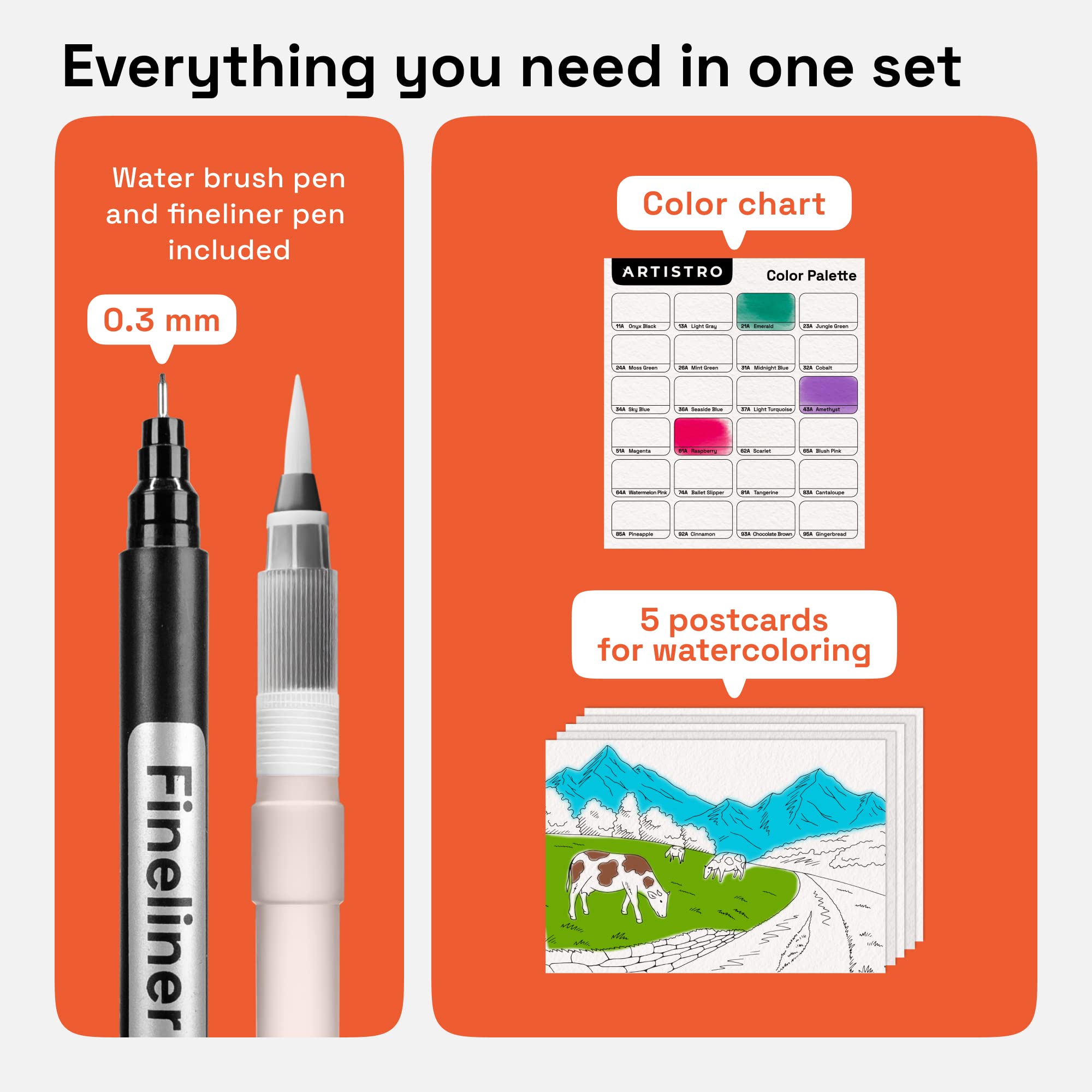 ARTISTRO postcard set included for practice and ideas