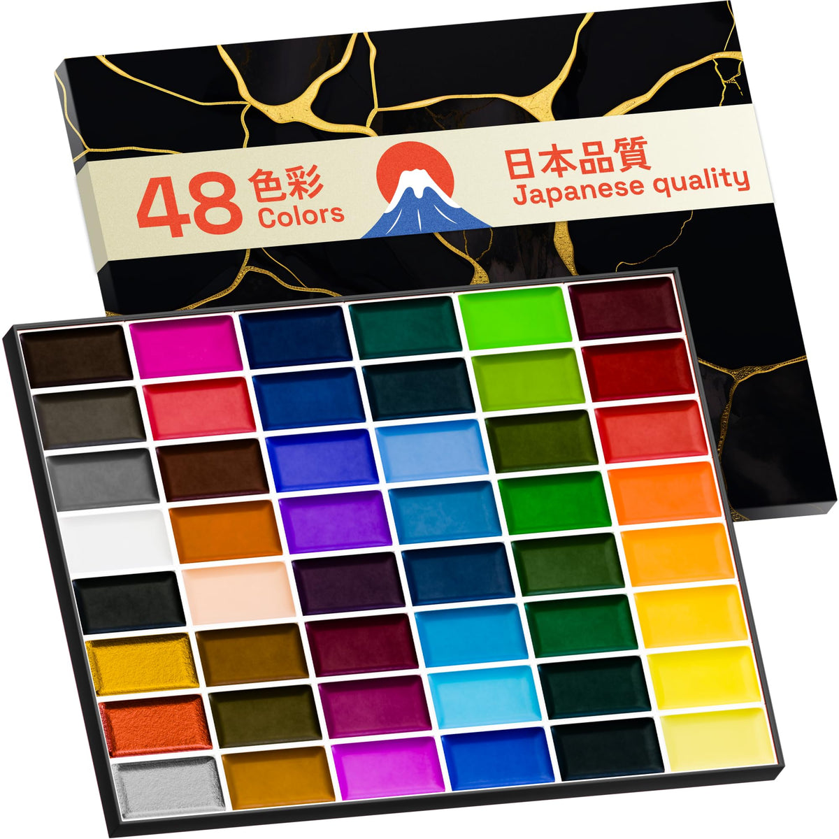 ARTISTRO professional watercolor palette with 48 pigment-rich colors in XL pans for vibrant, lasting tones.