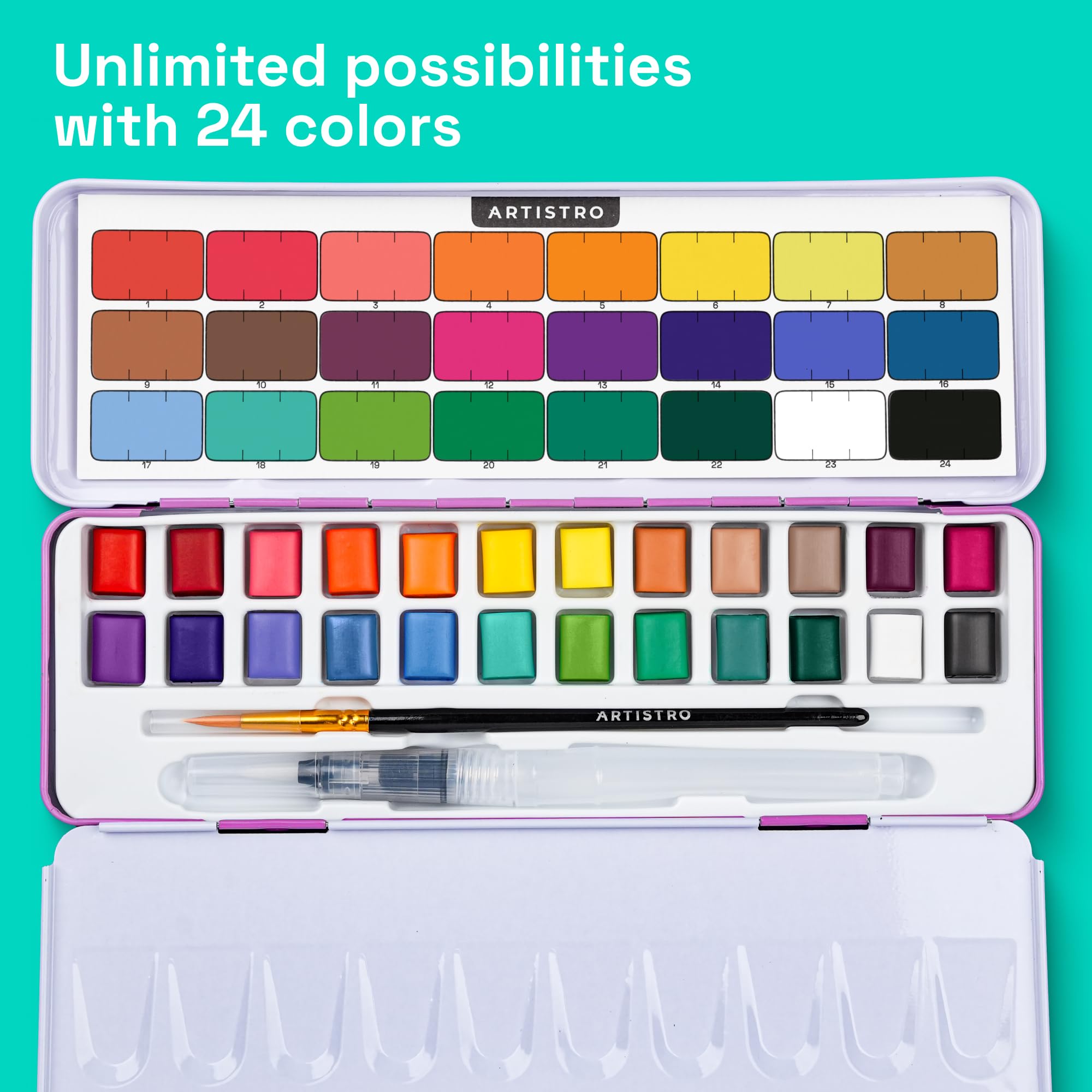 ARTISTRO brush pens included for precise watercolor details