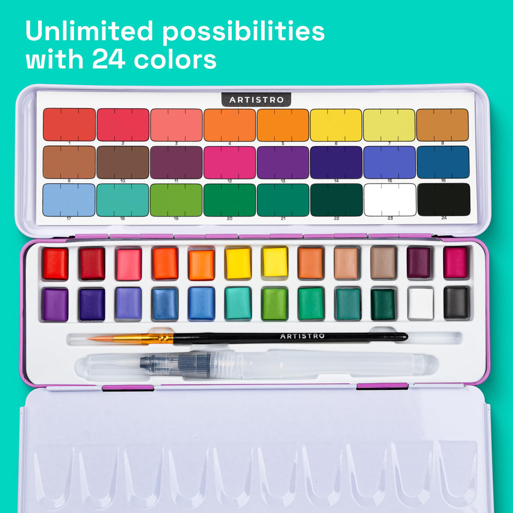 ARTISTRO brush pens included for precise watercolor details