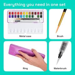 ARTISTRO watercolor set with built-in palette for easy blending