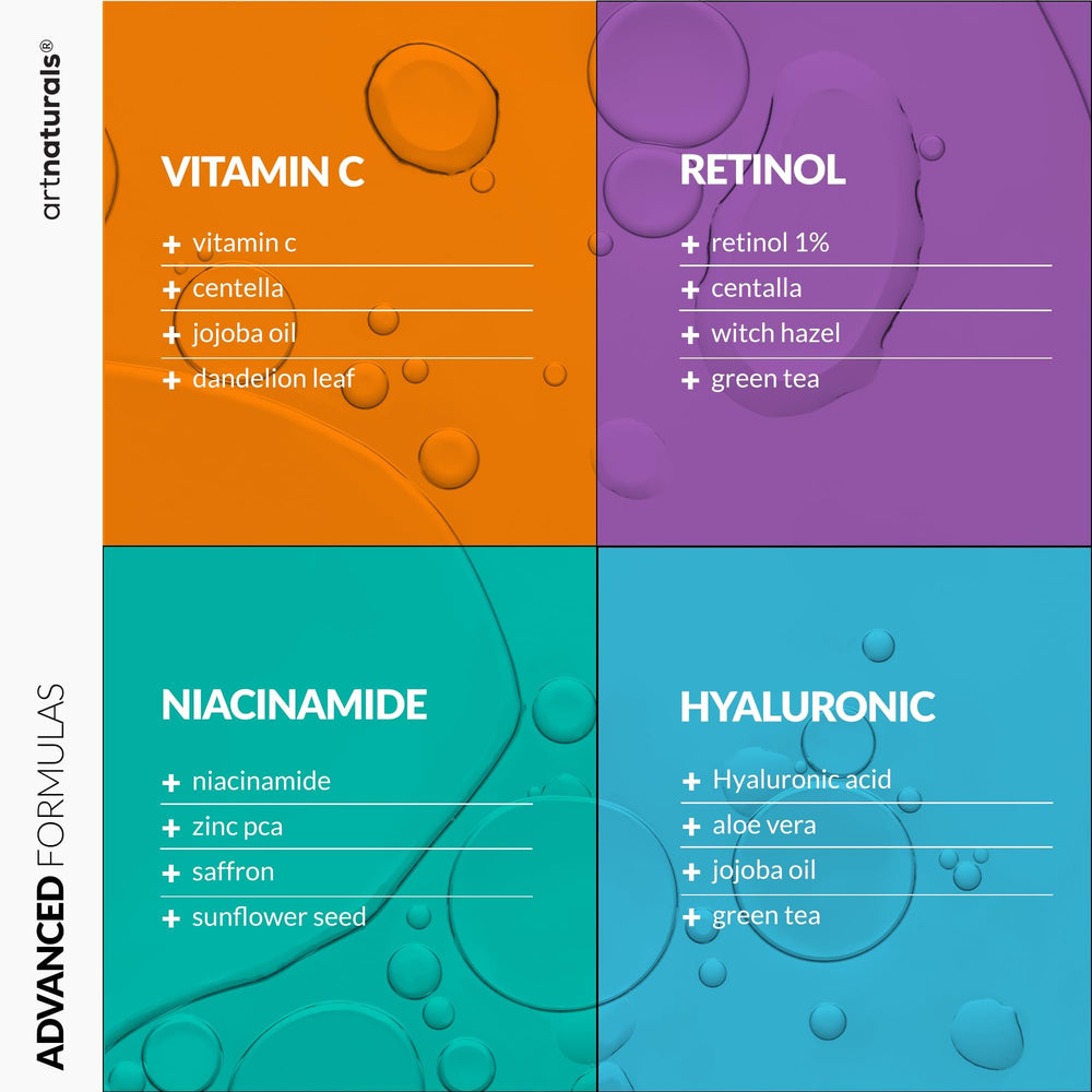 Artnaturals Hyaluronic acid serum bottle close-up for deep hydration.